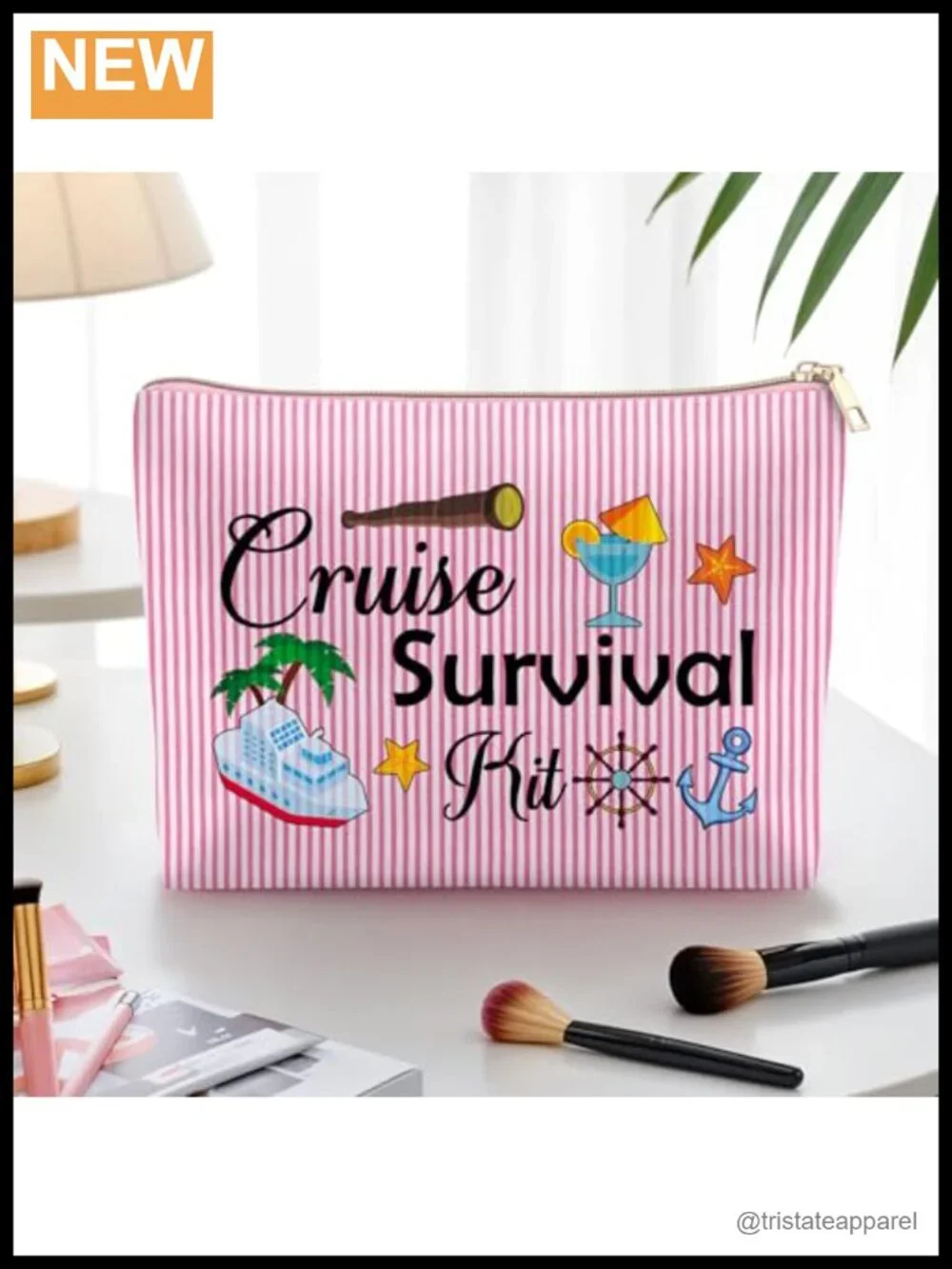 Cruise Travel Zipper Cosmetic Pouch Makeup Bag Beach Accessories Gift for Women